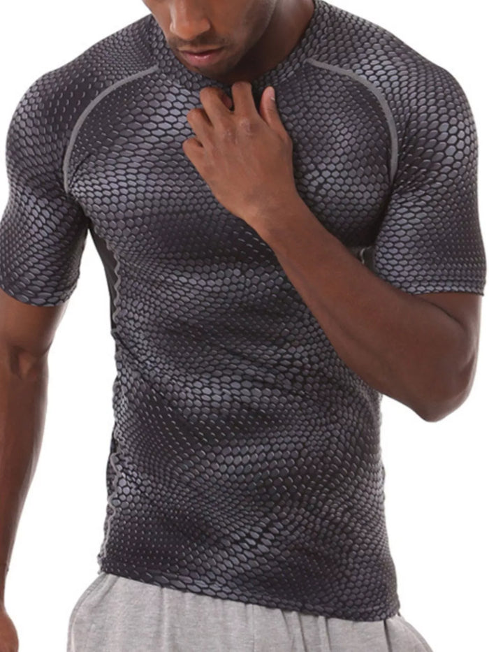 Men's Compression Fit Snake Print Active T-Shirt