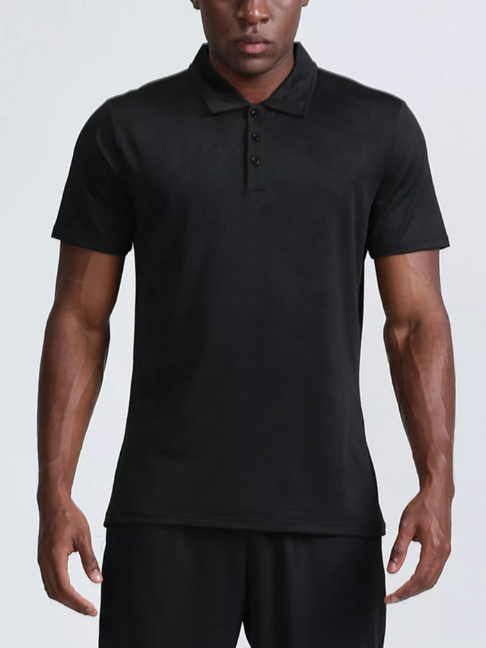 Men's Full Size Button Detail Short Sleeve Polo Plus Size