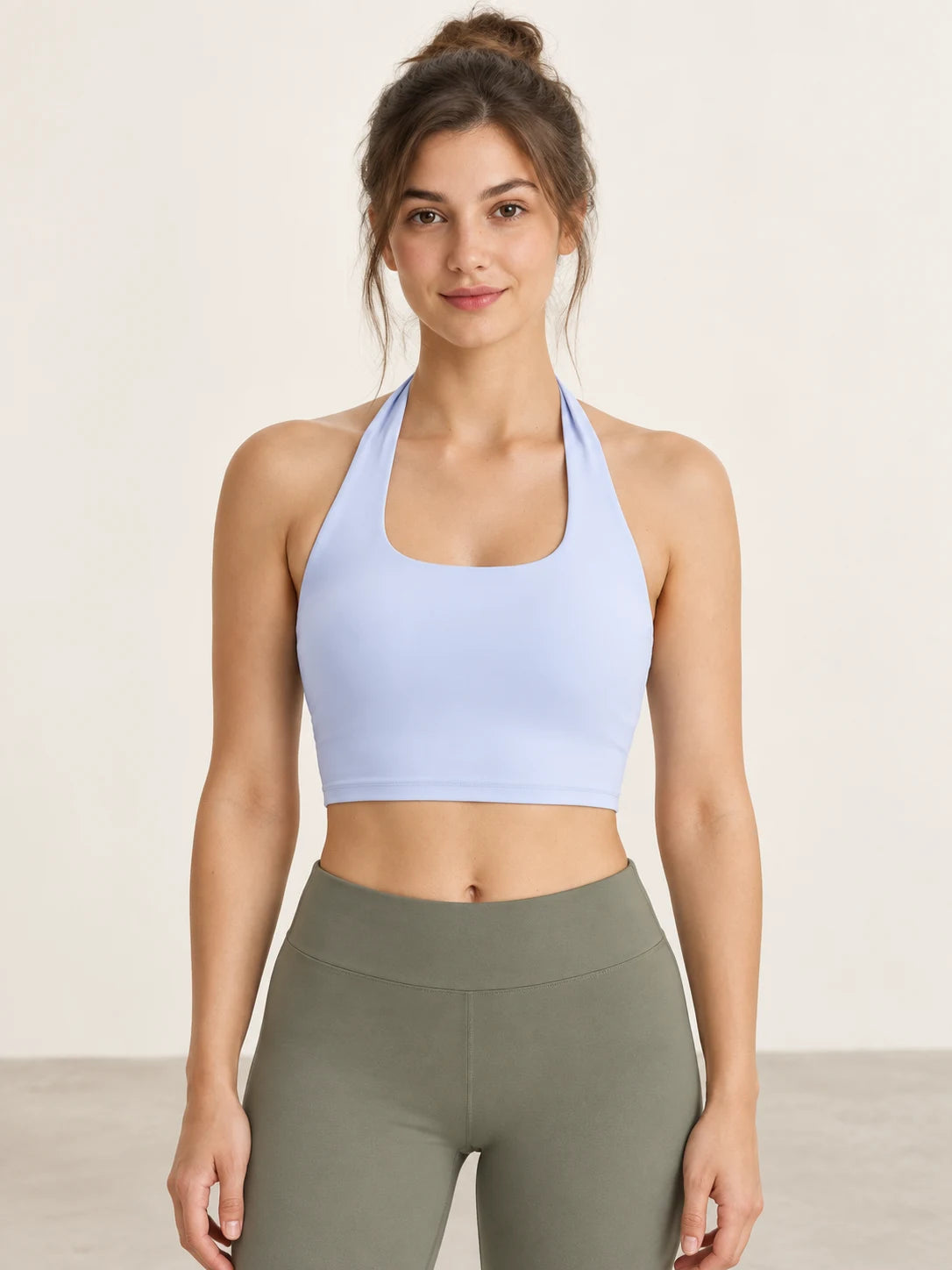 Millennia Breathable Halter Neck Sports Bra — Rururemon studio view