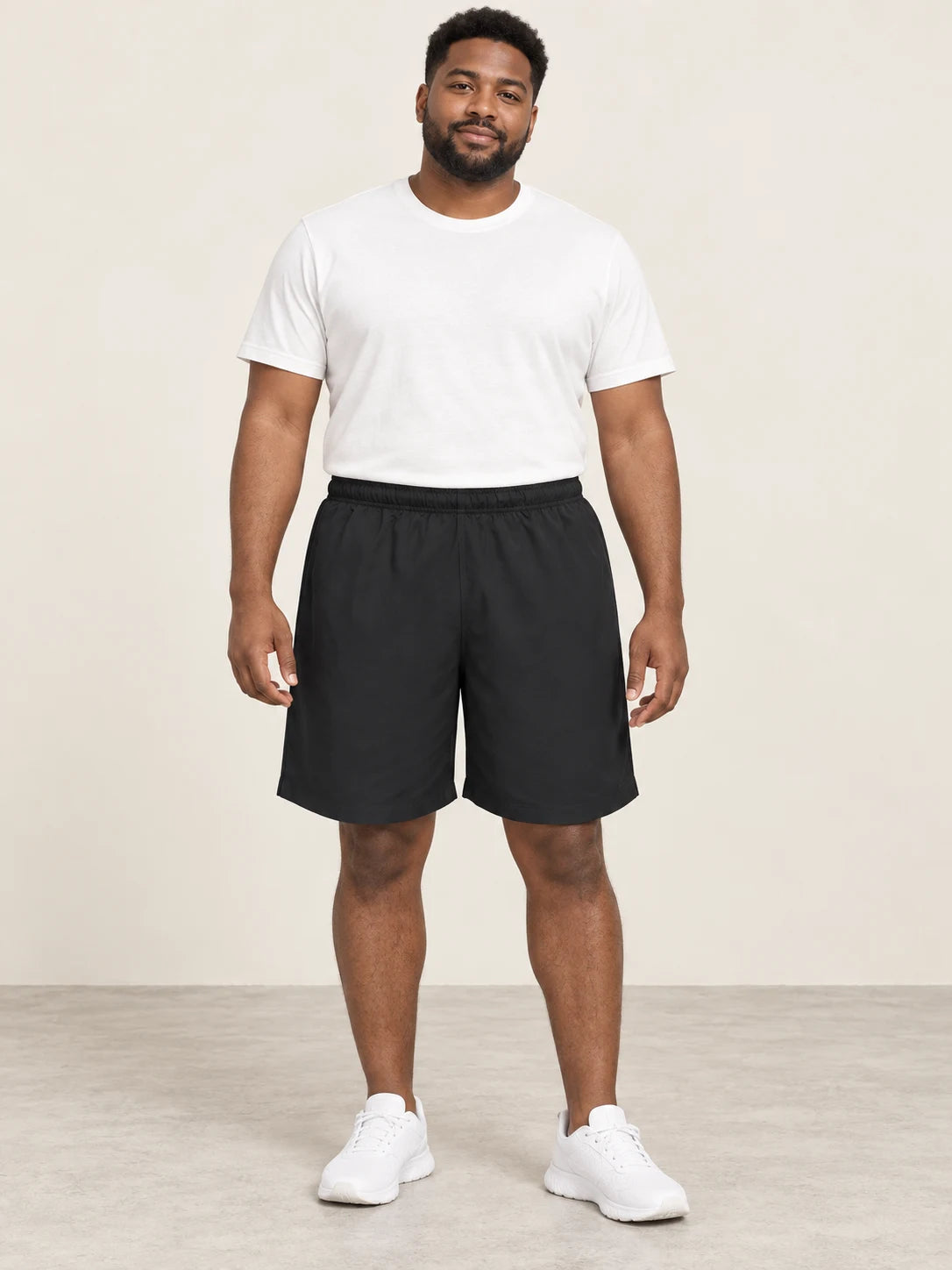 Men's Plus Size Pocketed Wide Leg Active Shorts — Rururemon studio view